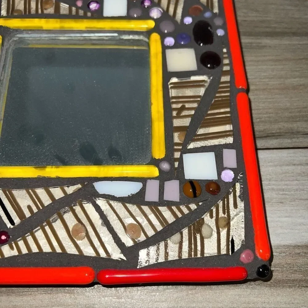Abstract Signed Mirror Hand Made Ginger Kelly 2019 Artisan made 3D Brown Orange